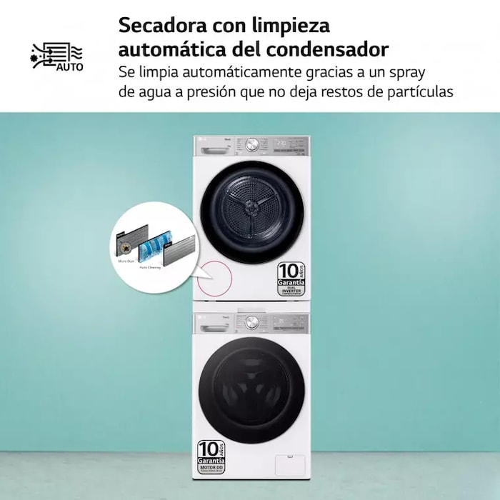 LG Torre de Lavado, Blanca, Lavadora inteligente 13kg, 1400rpm, Un 10% mas eficiente que A + Secadora 10kg, A+++\tT, TORRE1310KG.SET.EEES.C